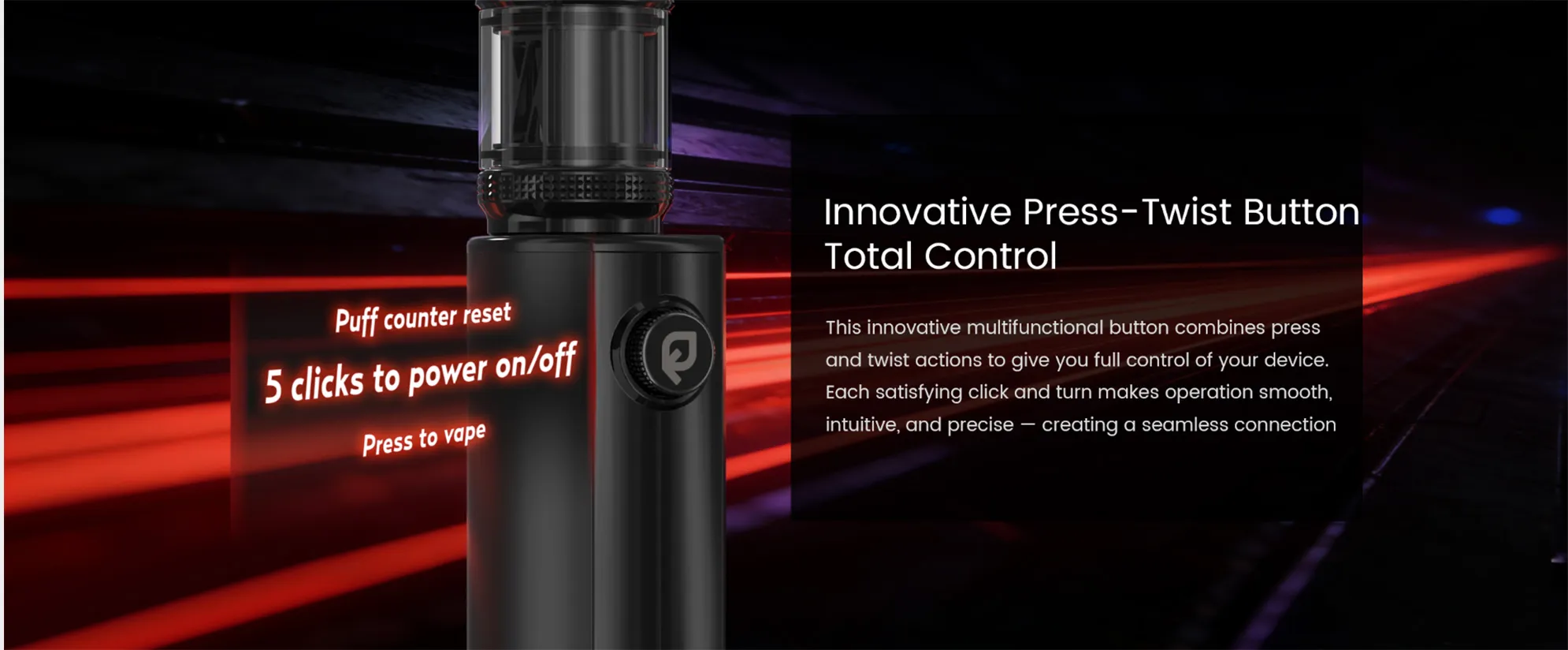 RELX Creator Pro vape device with dual mesh, adjustable airflow and 2+8ml pod capacity