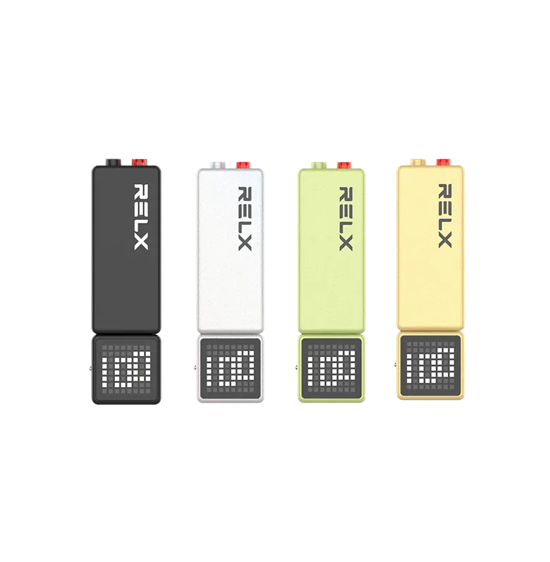 RELX Creator Pro vape devices including black, white, green and yellow
