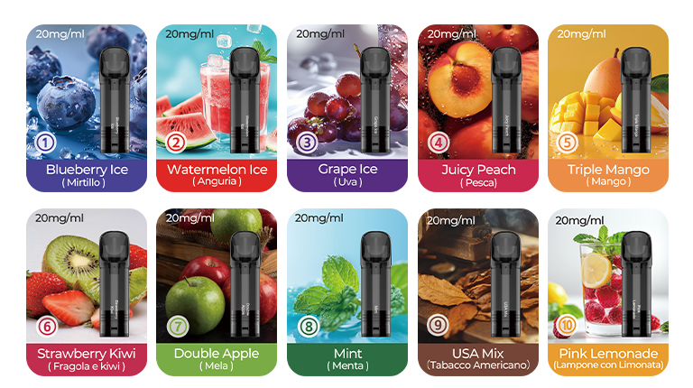 10 different kinds of flavors of OVVIO Pod vape
